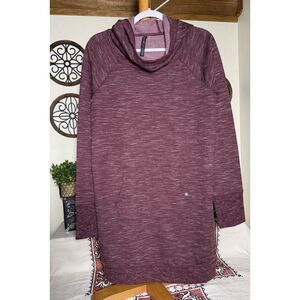 Gaiam Yoga Serene Fleece‎ Dress Hoodie Marled Wine Color Easy Fit SZ Large